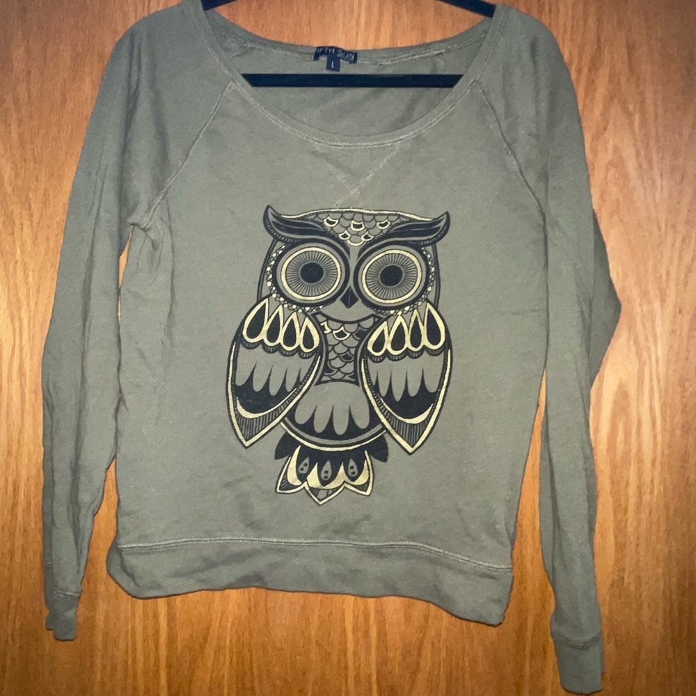 Fifth Sun Olive Owl Sweatshirt